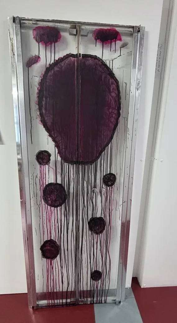Clouds, Acrylic on glass, 180 x 70cm, 2025 by Paul Tymoshenko