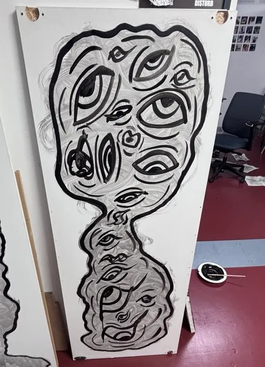 Eyes, Acrylic on wood panel, 150 x 40cm, 2025 by Paul Tymoshenko