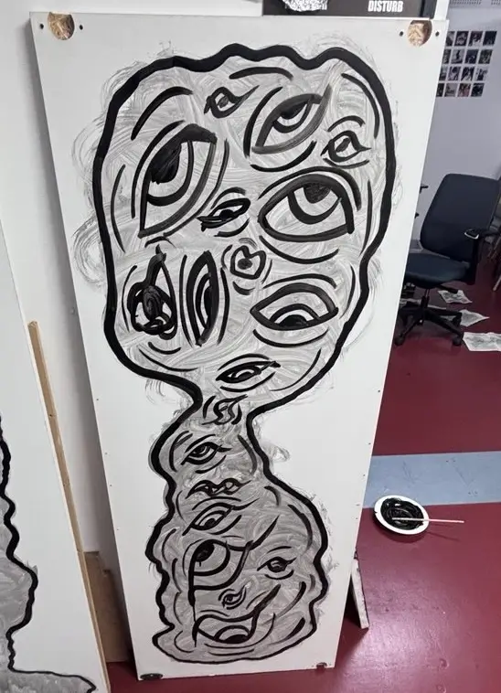 Eyes, Acrylic on wood panel, 150 x 40cm, 2025 by Paul Tymoshenko