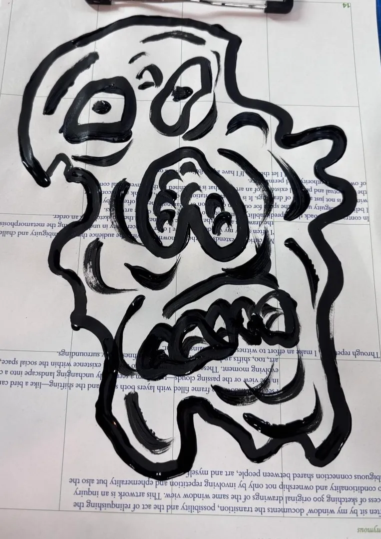 Face 3, China ink on paper, 21 x 29.7cm, 2025 by Paul Tymoshenko