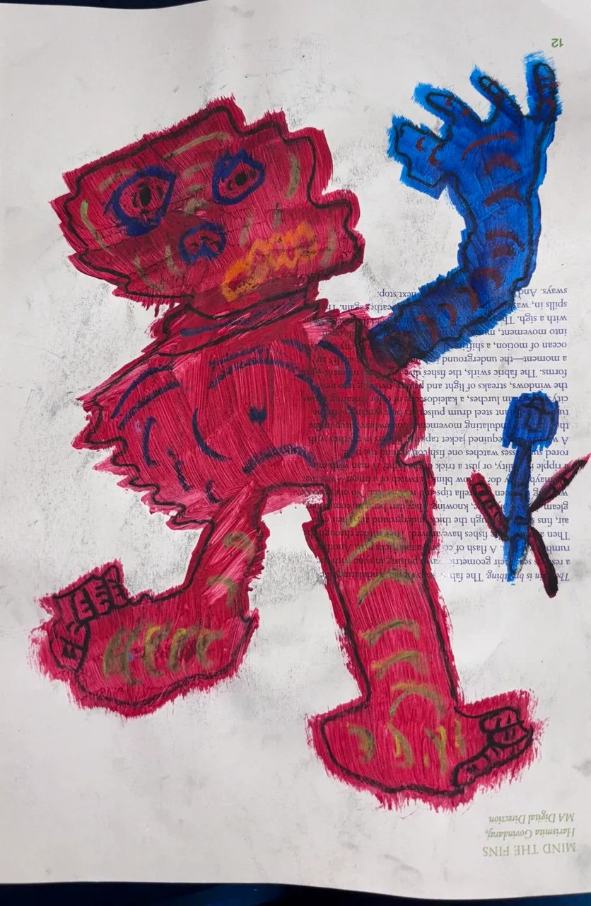 Greeting, Acrylic oil pastel charcoal on paper, 21 x 29.7cm, 2025 by Paul Tymoshenko