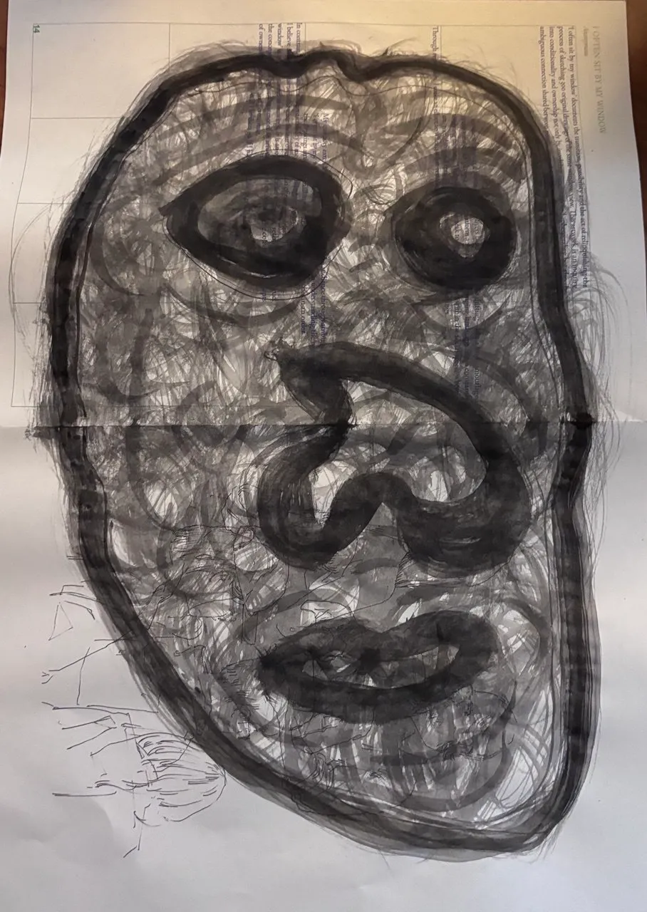 Skull, China ink on paper, 21 x 29.7cm, 2025 by Paul Tymoshenko